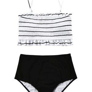 Women's Shirred Bandeau Bikini Two Piece Swimsuit
